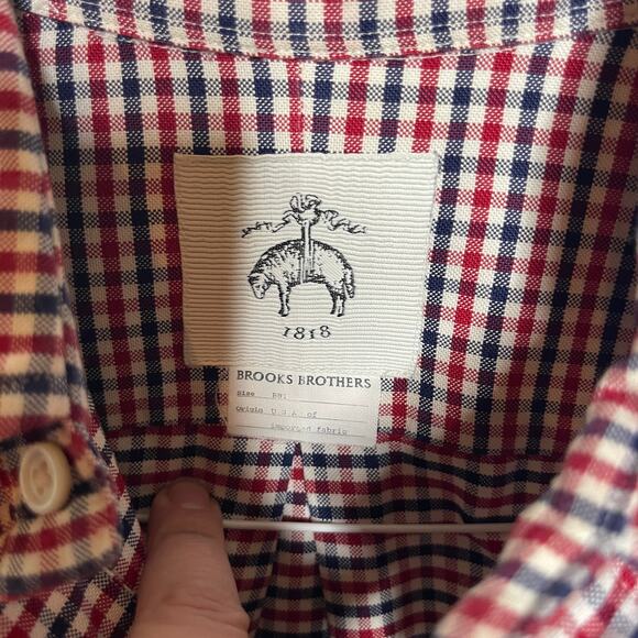 Brooks Brothers Black Fleece by Thom Browne Men red blue check button down Shirt - Picture 2 of 8